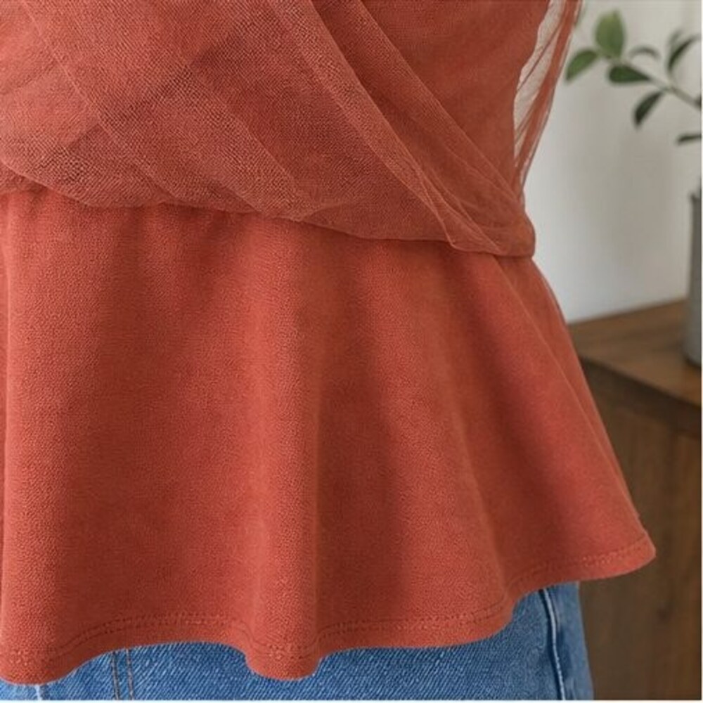Rust Lace Trim Top - Picture 6 of 6